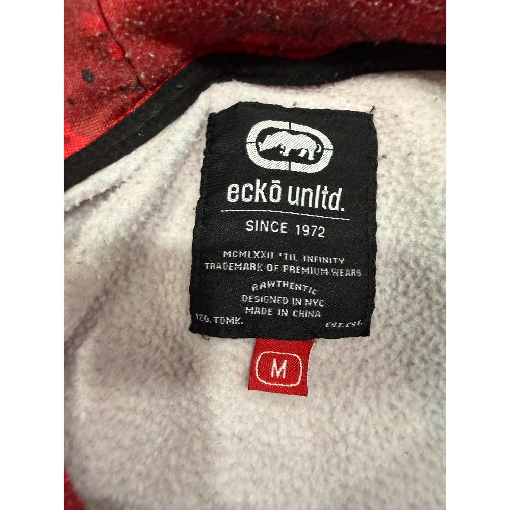 Ecko Unltd Mens Red Black Splatter Rhino Logo‎ Graphic Hoodie Sweatshirt Size M - Picture 6 of 11